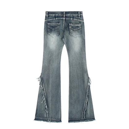 Women Pants Frayed Skinny Jeans Wide Leg Pants Flared Pants