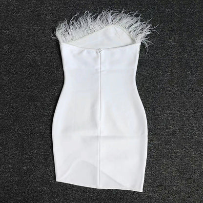 Women's Wedding Dress Feathered Dress Bandage Dress Summer Hip Skirt