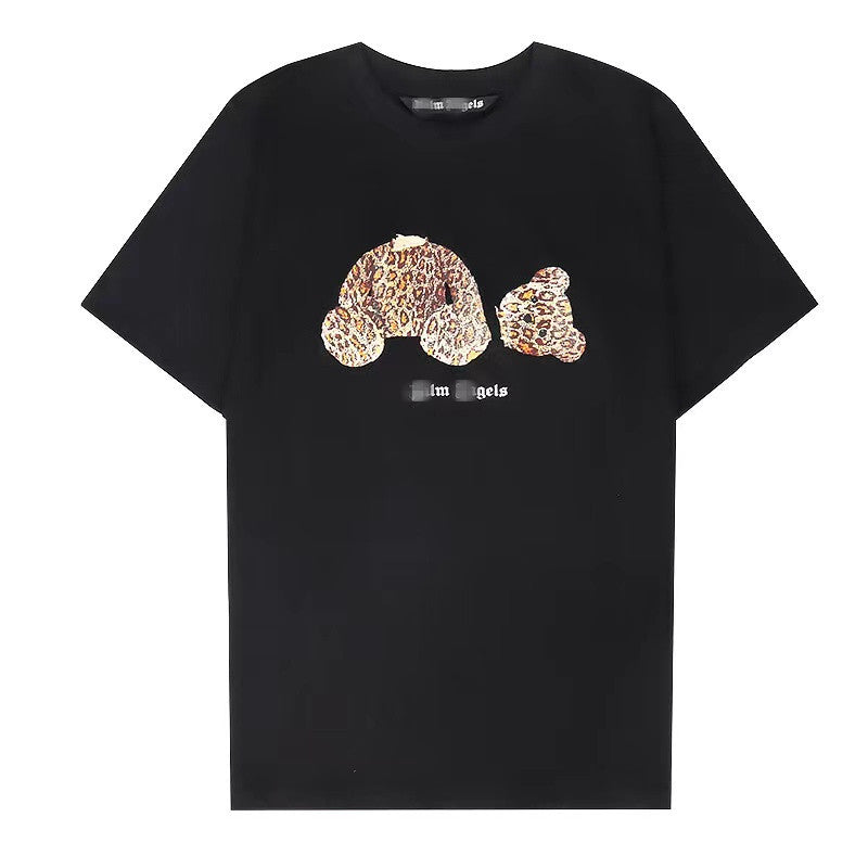 Palm Angle T Shirts Leopard Print Broken Head Bear Word Couple