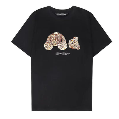 Palm Angle T Shirts Leopard Print Broken Head Bear Word Couple
