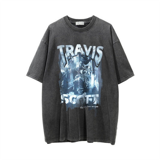 Men's Vintage T-Shirt Short-Sleeved T-shirt Men's Casual Loose round Neck