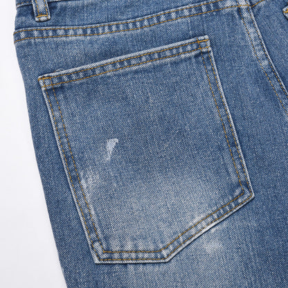Men Jeans Splash Ink Slightly Flared Wide Leg Jeans Hip Hop Loose