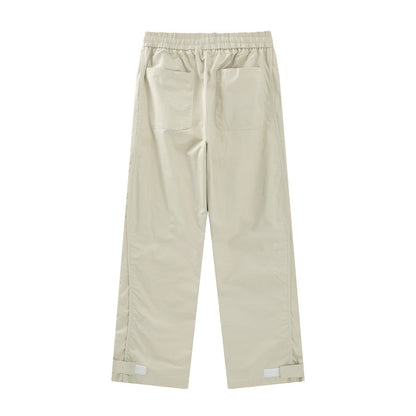 Men Sweatpants Zipper Casual Pants Men's Summer Loose Pure Cotton Straight Wide Leg Pants