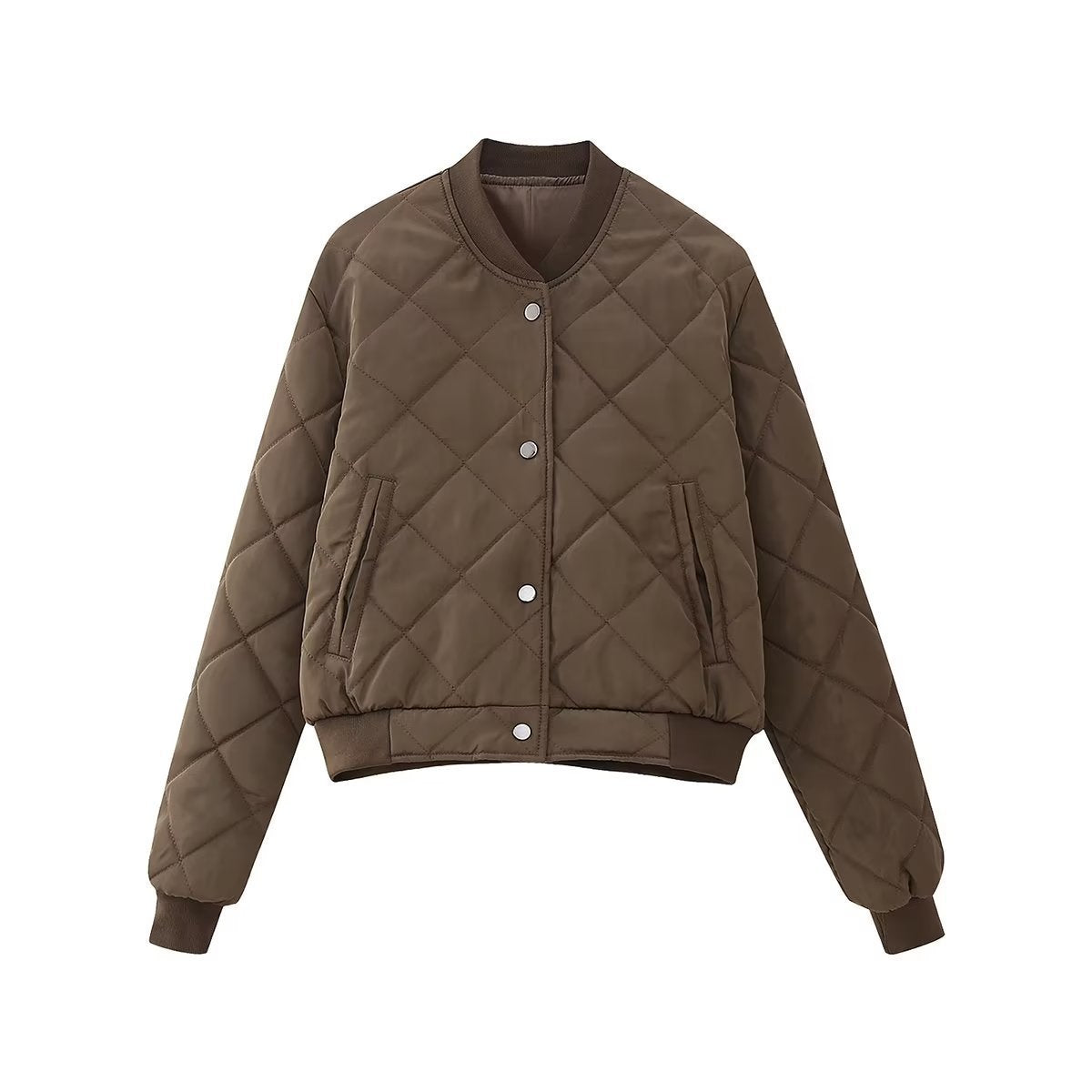 Women Cotton Coat Rhombus Baseball Uniform Jacket