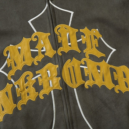 Men Jacket Coat Letter Embroidered Jacket Coat Men's Clothing Loose Baseball Uniform