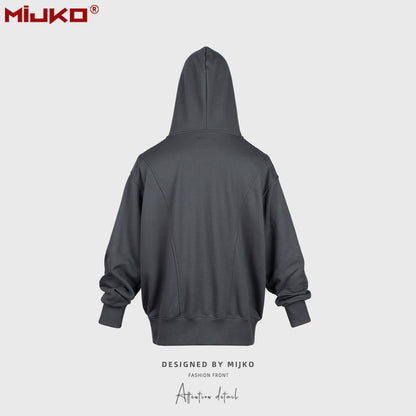 MIJKO Mens Jacket Simple Solid Color Hooded Sweater