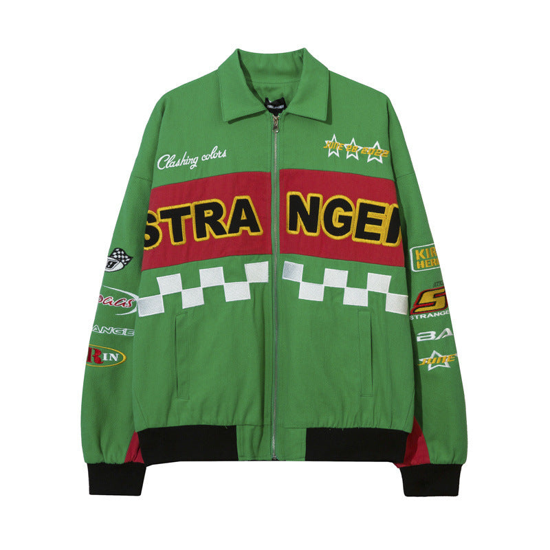 Women Jackets Retro Biker's Racing Suit Baseball Uniform