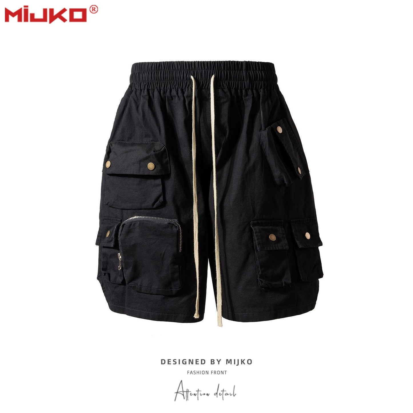 MIJKO Mens Shorts Casual Pants Multi-Pocket Shorts