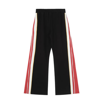 Men Sweatpants Large Horn Casual Trousers Men Loose Hip Hop Side Stitching Zipper Wide Leg Bell-Bottom Pants