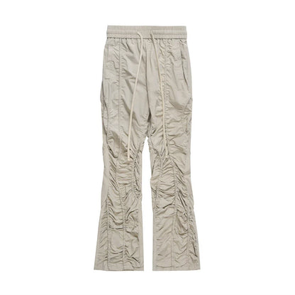 Men Sweatpants Pleated Slightly Flared Casual Pants Loose-Fitting Wide-Leg Trousers