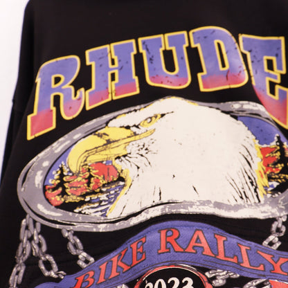 Rhude Hoodie Alphabet Eagle Flame Sleeve Hooded Sweater