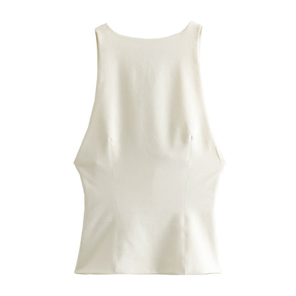 Women Tops Summer V-neck Slim Top Slim Vest