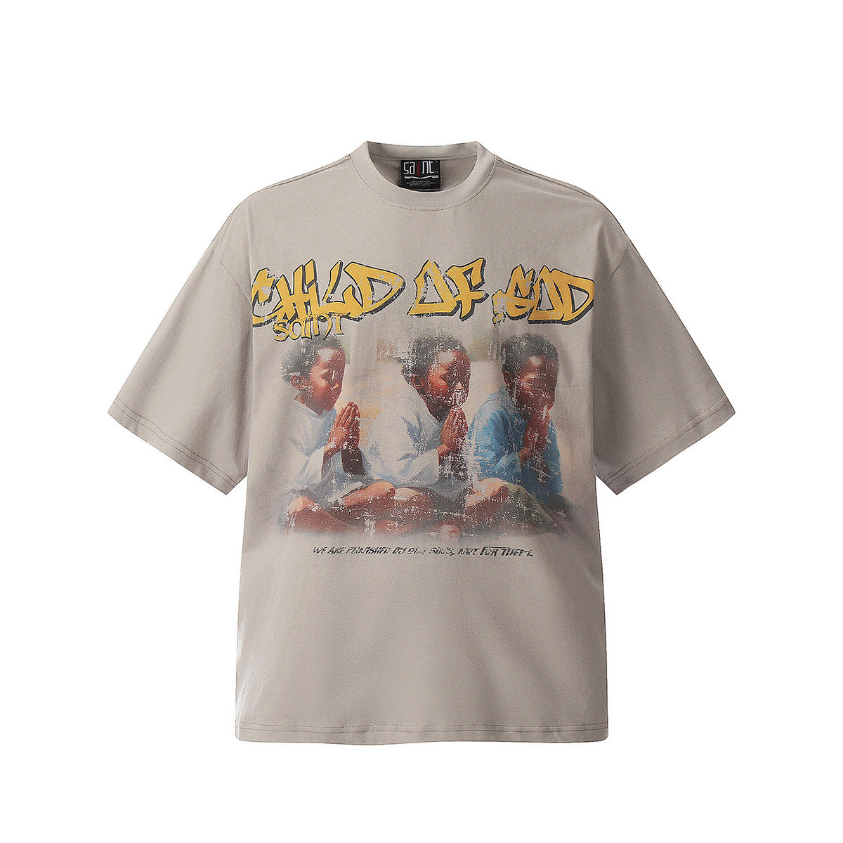 Unisex T-Shirts Saint Michael Vintage Pray for Kids Print Old T-Shirts
