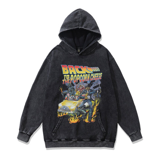 Men Hoodie Retro Hip Hop Racing Printed Hoodie