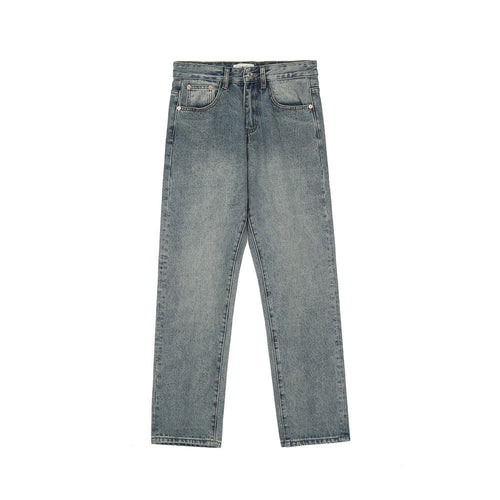 Men Jeans Solid Color Distressed Loose and Simple Trend