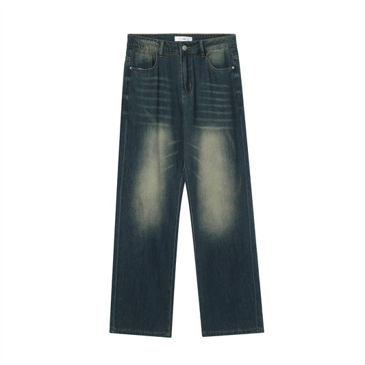Men Jeans Vintage Washed Retro Loose Casual