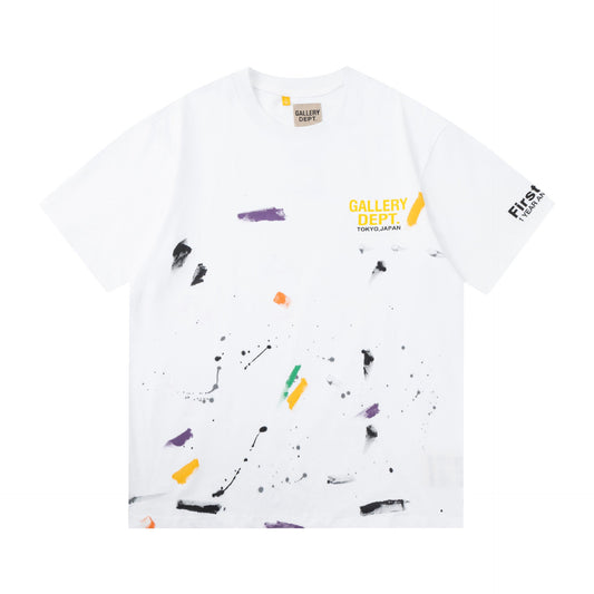 Gallery Dept T-Shirt Hand Painted Color Graffiti Print Short Sleeve T-Shirt