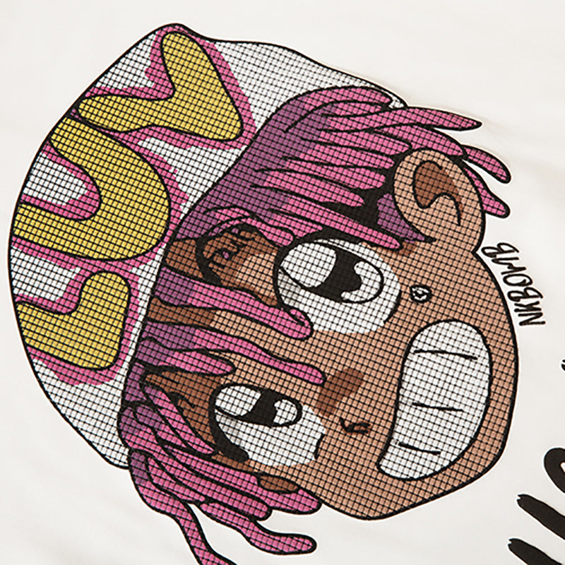 Men Long Sleeve T-shirt Cute Cartoon Anime Printed Loose