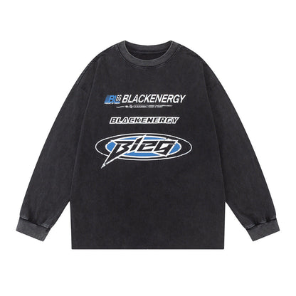 Men Long Sleeve T-Shirt Racing Logo Printed Cotton round Neck Bottoming Shirt