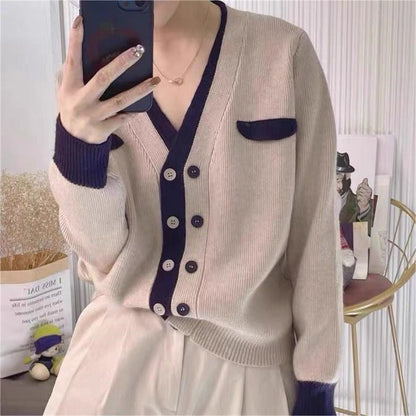 Women Knitted Cardigan Autumn and Winter Knitted Sweater Loose Long Sleeve Jacket