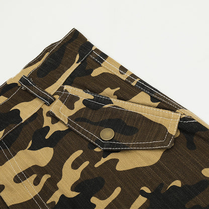 Men Sweatpants Camouflage Workwear Trousers Sports Straight Camouflage Trousers Drawstring Jogger Pants