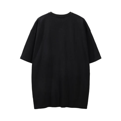 Men Vintage T-Shirt Distressed Short-Sleeved T-shirt Men's Summer Loose round Neck