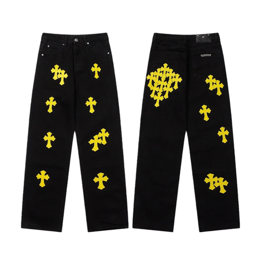 CHH Chrome Hearts Jeans Unisex Casual Loose Jeans