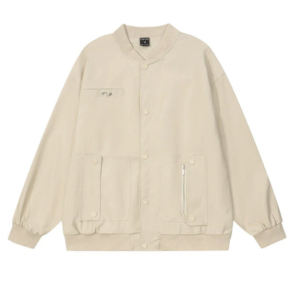 Men Jacket Coat Loose Leather Coat Jacket Men's Spring and Autumn Motorcycle Clothing Pilot PU Leather Jacket Baseball Uniform
