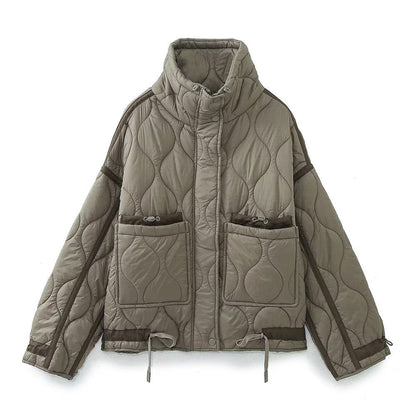Women Cotton Coat Fashion Casual Stand Collar Coat