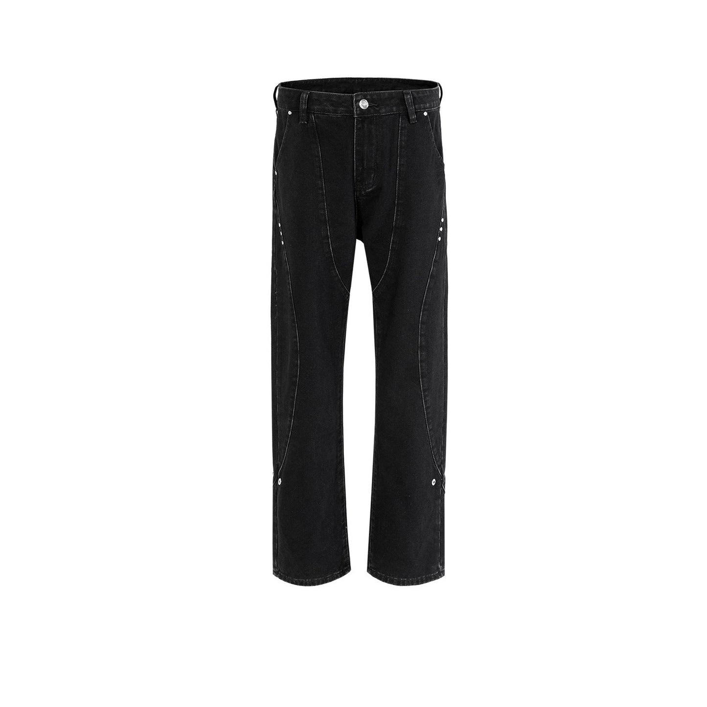 MIJKO Men Vintage Pants MIJKO Women's Men's Slim-Fit Button-Up Pants High Street Jeans
