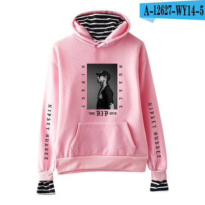 Nipsey Hussle Hoodie Rap Singer Trend False Two-Piece Sweaters