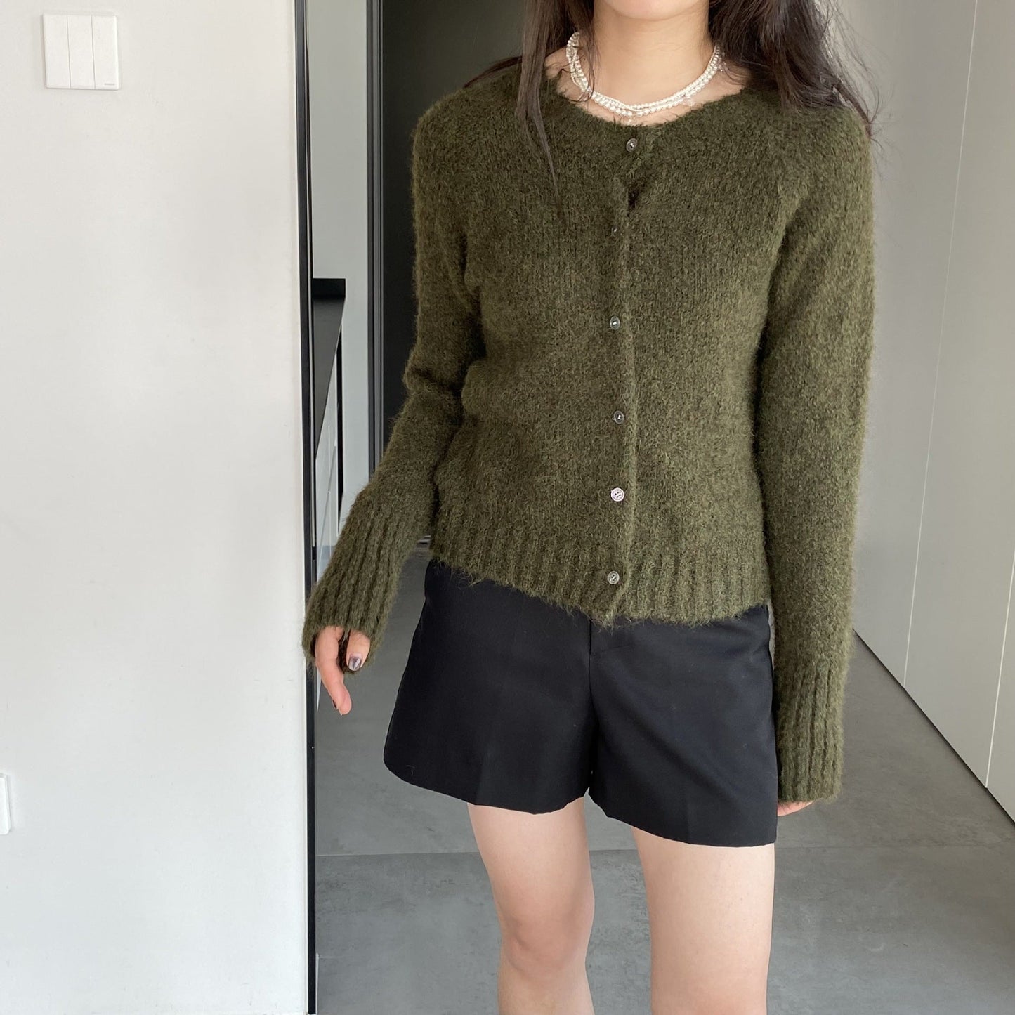 Women Cardigan Sweater Spring Alpaca Fleece/Fiber Cardigan Jacket Long-Sleeved round Neck Sweater Cardigan D2366
