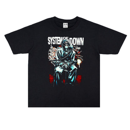 Rock Star T Shirt System Of A Down Fallen Band Printed T-shirt Short Sleeve Loose