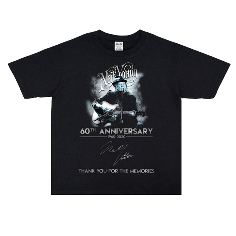 Rock Star T Shirt Neil Percival Young Poster Print T-shirt Short Sleeve round Neck