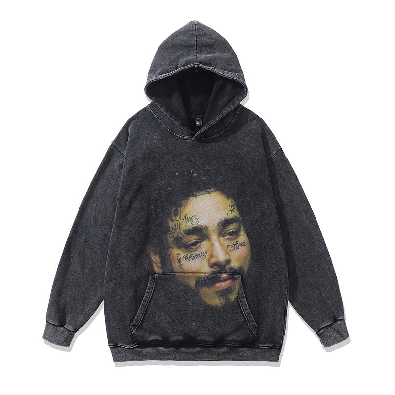 Men Hoodie Doberman Pinscher Hooded Pullover Vintage Loose Hip Hop Coat