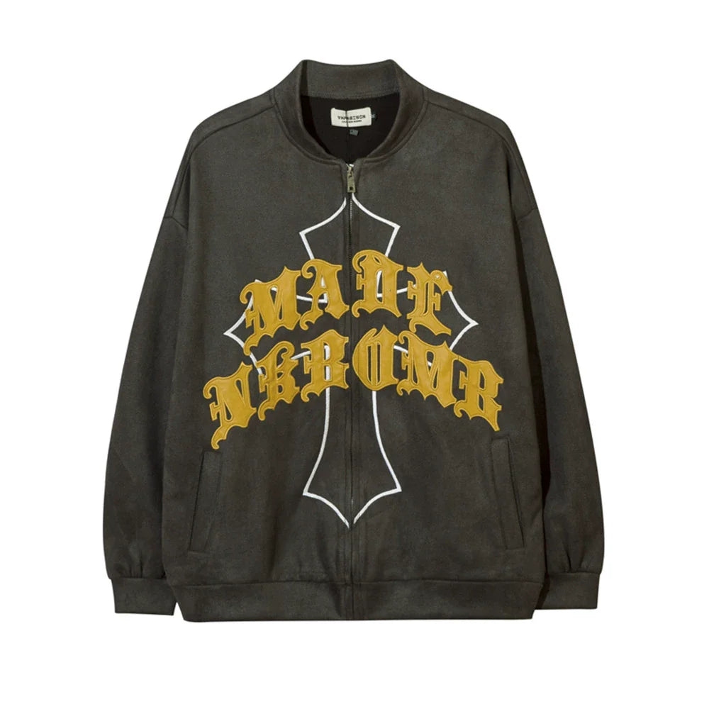 Men Jacket Coat Letter Embroidered Jacket Coat Men's Clothing Loose Baseball Uniform