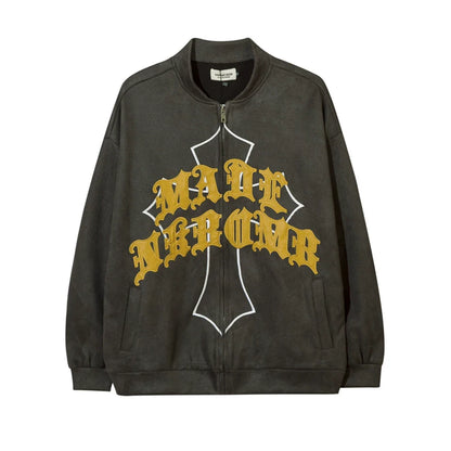 Men Jacket Coat Letter Embroidered Jacket Coat Men's Clothing Loose Baseball Uniform