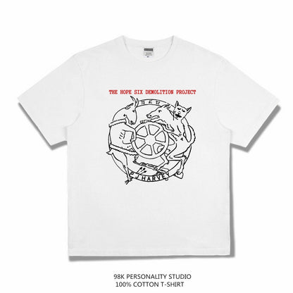 Rock Star T Shirt P J Harvey Female Singer Fashion Brand Printing T-shirt Short Sleeve Cotton