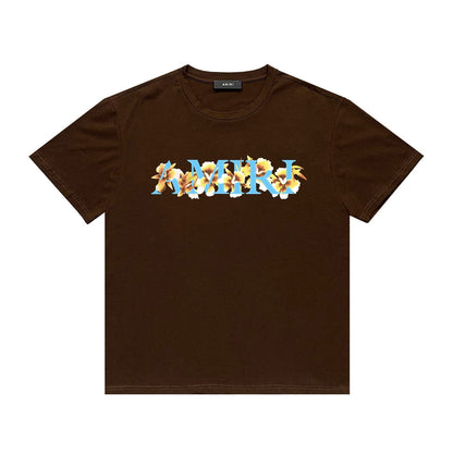 Amiri T Shirt Flower Print Casual Hip Hop Short Sleeve T-shirt