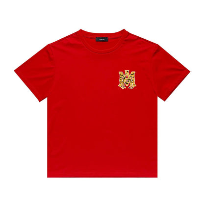 Amiri T Shirt Tiger Pattern Letter Print Casual round Neck Short Sleeve T-shirt