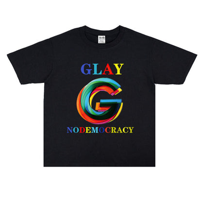 Rock Star T Shirt Glay Band Printed Short Sleeve Loose-Fitting Pure Cotton T-shirt Men's and Women's round Neck