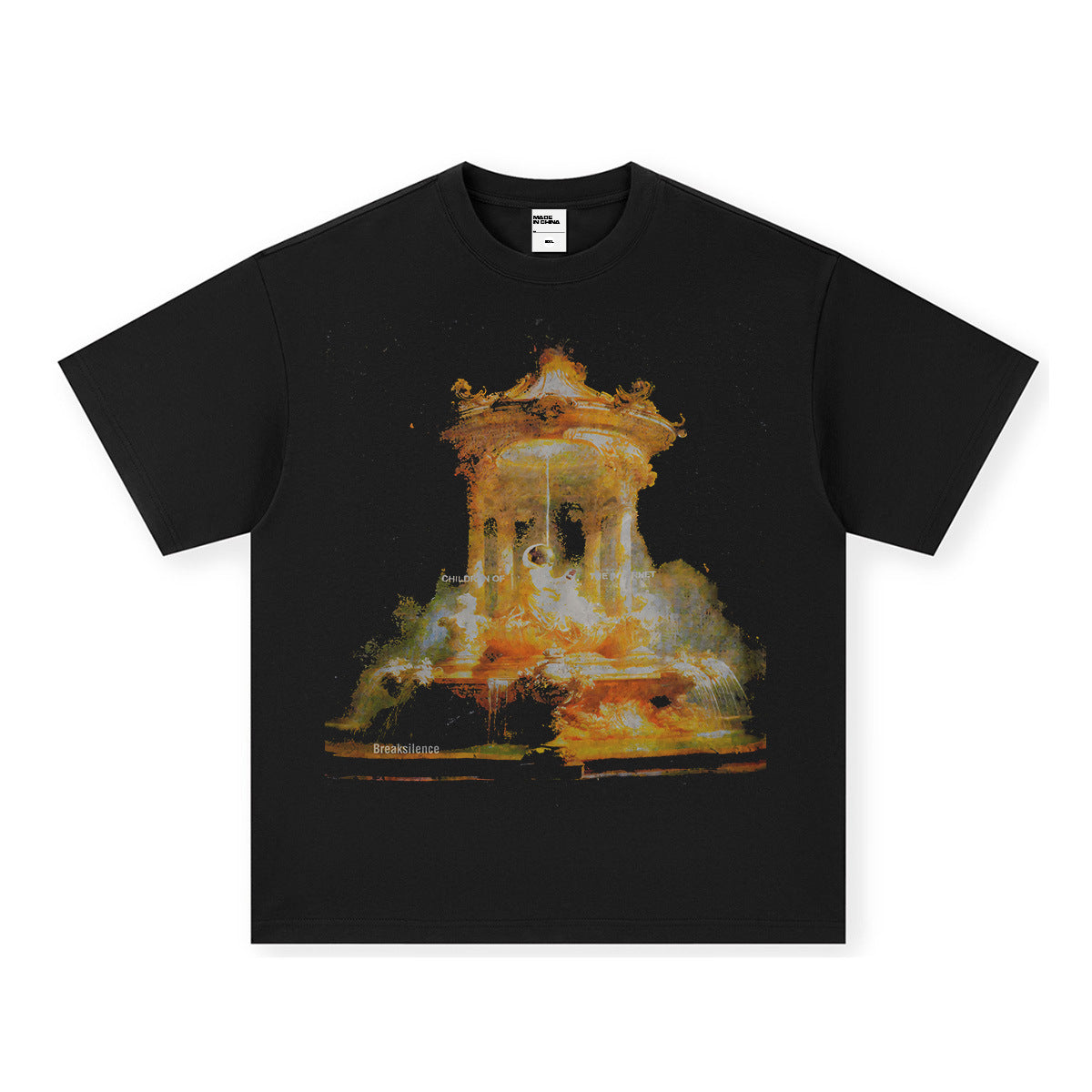Vintage T-shirts Fantasy Amusement Park Printed Washed Old Printed Short Sleeve T-Shirt
