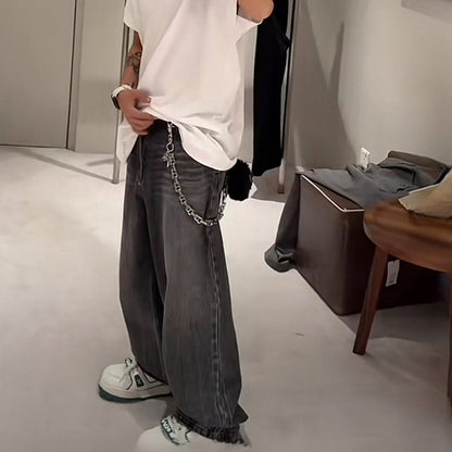 MIJKO Men Vintage Pants MIJKO washed trousers texture design men's and women's straight jeans