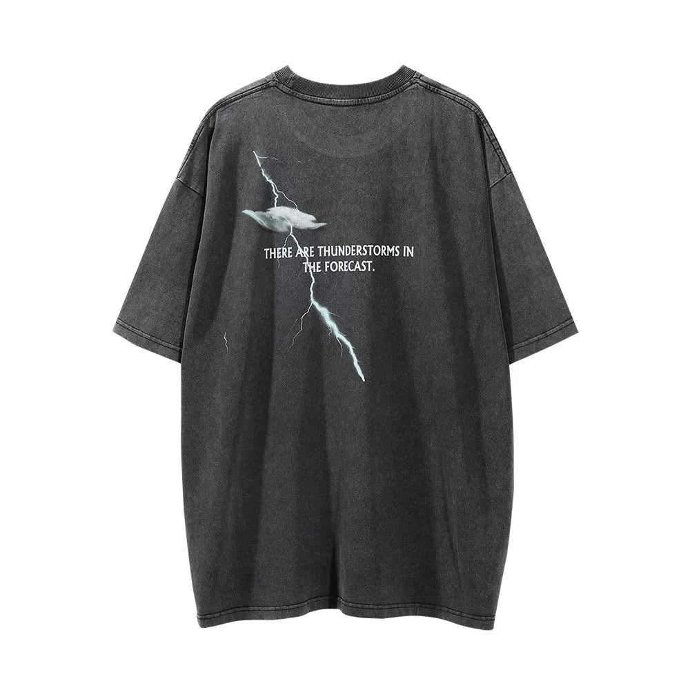 Men Vintage T-Shirt Printed Washed Distressed Short-Sleeved T-shirt Men's Loose round Neck