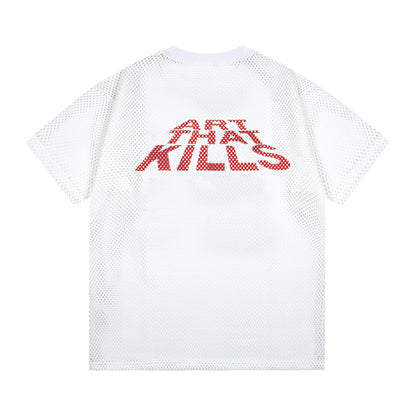 Gallery Dept T-Shirt Alphabet Print Hollow Mesh Short Sleeve T-Shirt