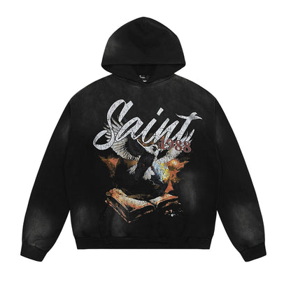 Unisex Hoodies Saint Michael Fashion Loose Old Hoodie
