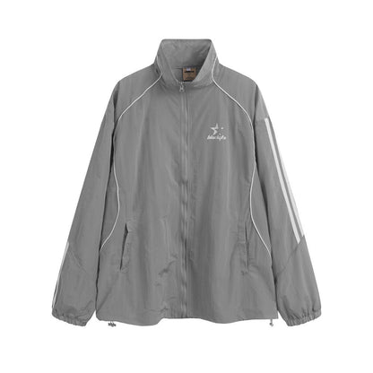 Men Jacket Coat Men's Loose Outdoor Casual Zipper Stand-up Collar Jacket