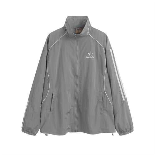 Men Jacket Coat Men's Loose Outdoor Casual Zipper Stand-up Collar Jacket