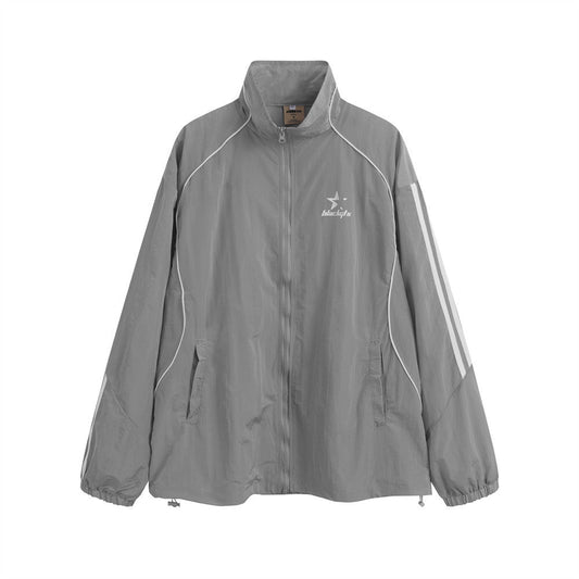 Men Jacket Coat Men's Loose Outdoor Casual Zipper Stand-up Collar Jacket