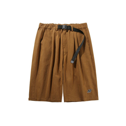 Unisex Shorts Thin Workwear Cropped Pants Loose Casual